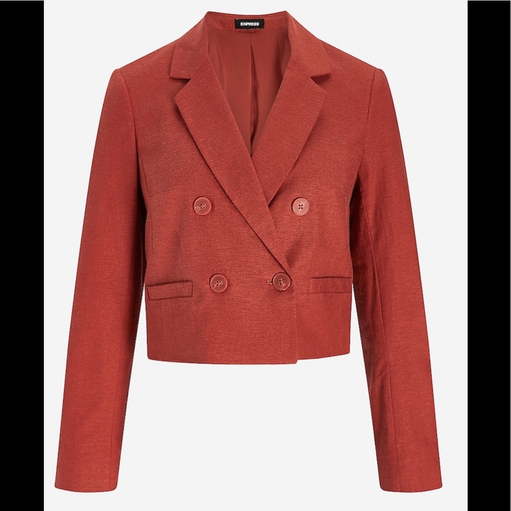 🌺🌺Doble Breasted Linen-Blend Cropped Blazer 🌺🌺
